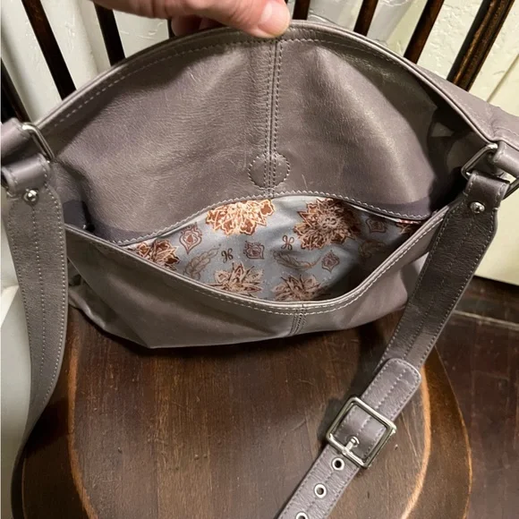 Hobo Original Lorna Gray Leather Crossbody Bag Purse Shoulder Bag - Picture 5 of 7